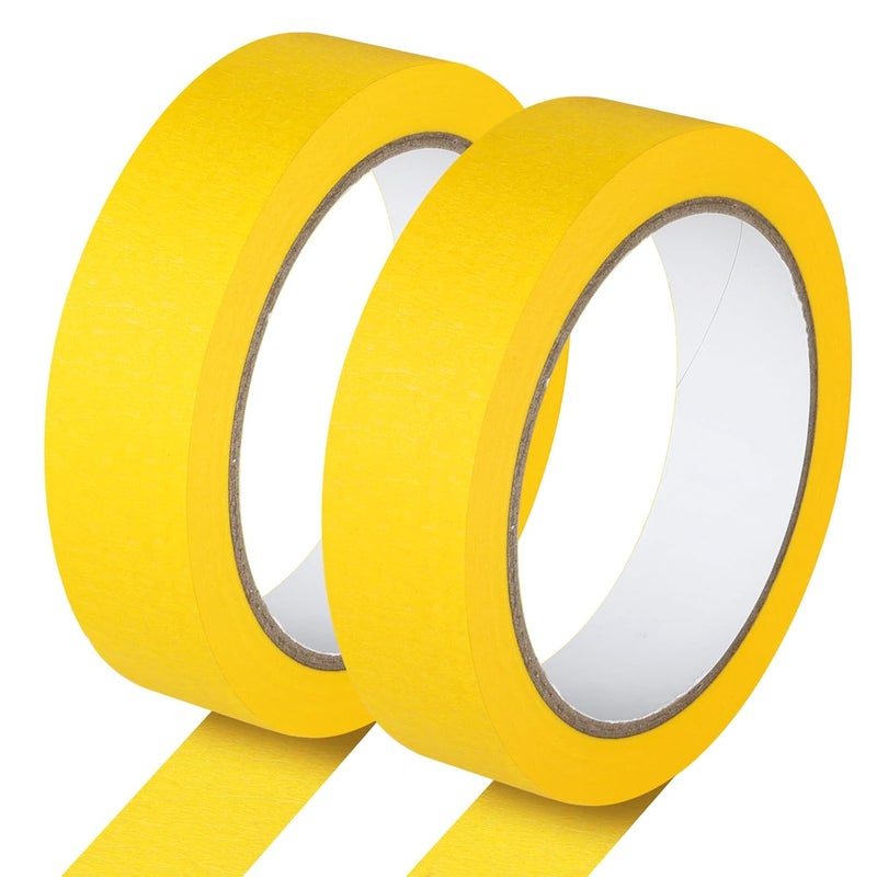 G GEYYANG 2 Pack Yellow Painters Tape - Yellow Masking Tape 1 Inch Wide - Multi-Surface, Smart Adhesion, Indoor & Outdoor - Paint Tape for DIY, Labeling, Art, Car, General Purpose - 180FT Total - Image 1